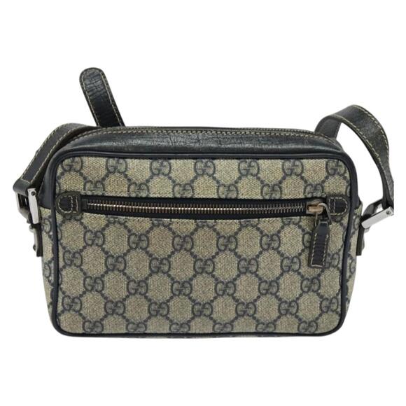 GUCCI GG Supreme Sherry Line Shoulder Bag Pvc Navy Silver Red - Picture 3 of 16